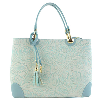 Bolso en piel Pregato Eleganza Grabado Azul - KimondoShop
