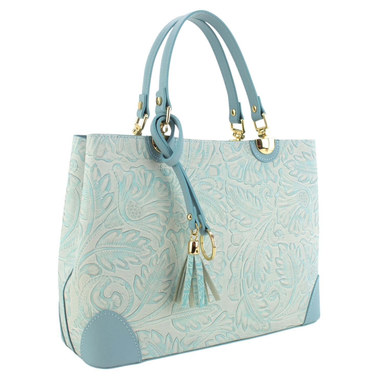 Bolso en piel Pregato Eleganza Grabado Azul - KimondoShop
