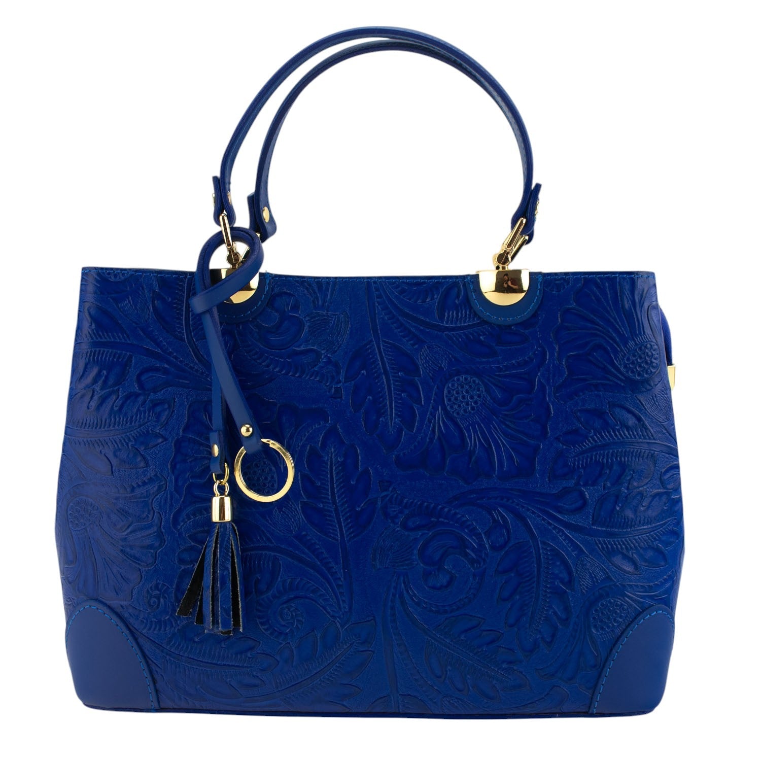 Bolso en piel Pregato Eleganza Grabado Azul eléctrico - KimondoShop