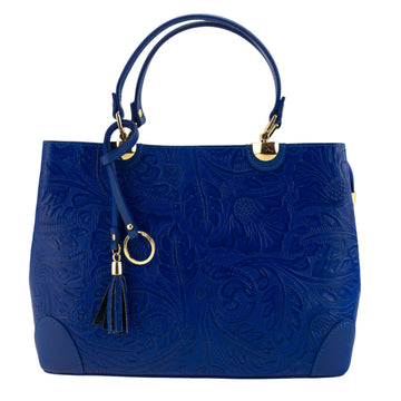Bolso en piel Pregato Eleganza Grabado Azul eléctrico - KimondoShop