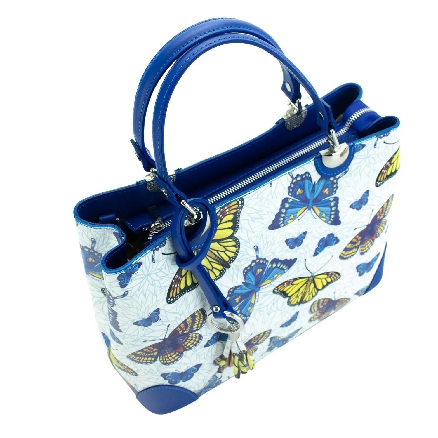 Bolso en piel Pregato Eleganza Mariposas azules - KimondoShop