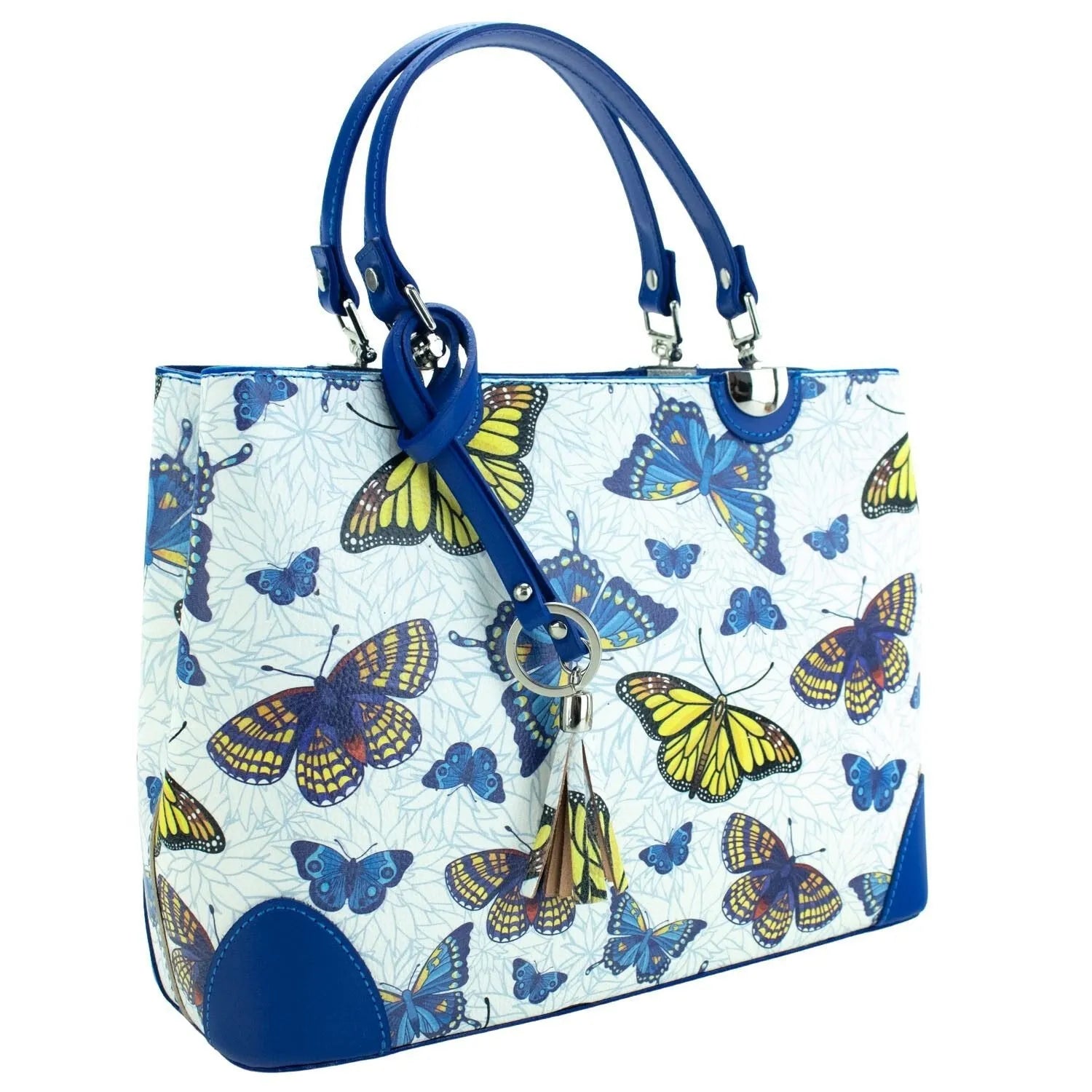 Bolso en piel Pregato Eleganza Mariposas azules - KimondoShop