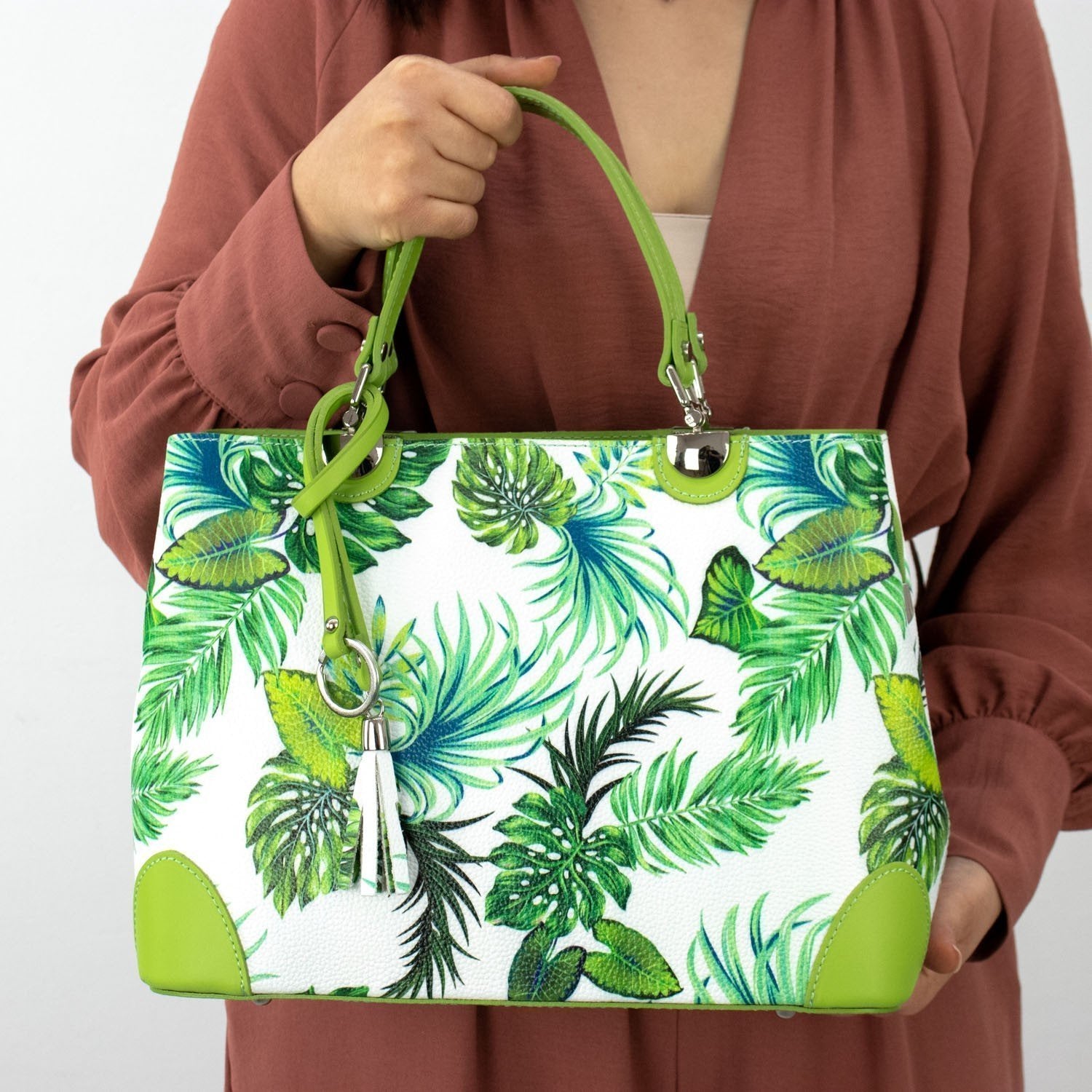 Bolso en piel Pregato Eleganza Tropical Green - KimondoShop