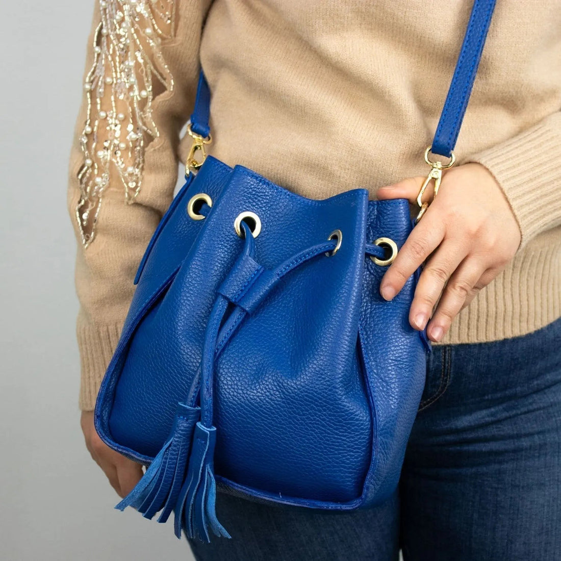 Bolso en Piel Pregato Laguna Azul eléctrico - KimondoShop