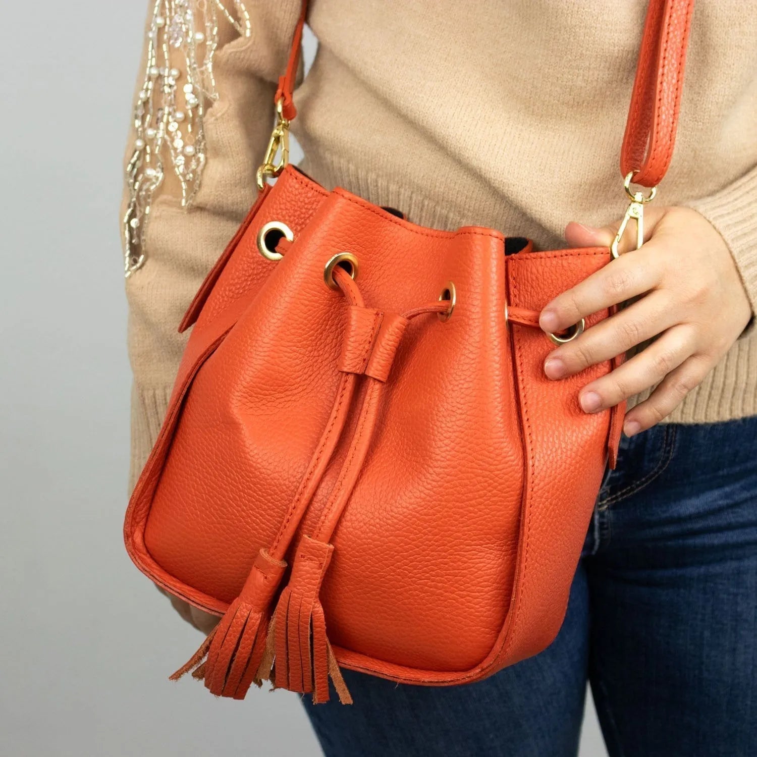 Bolso en Piel Pregato Laguna Naranja - KimondoShop