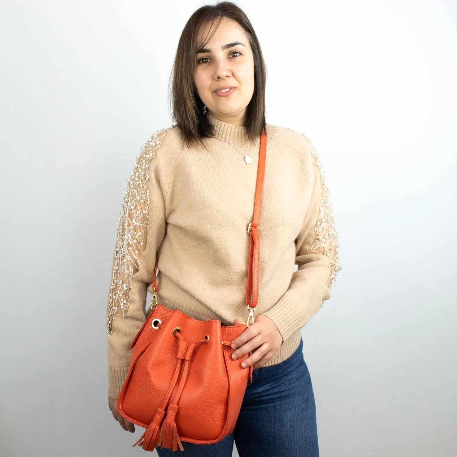 Bolso en Piel Pregato Laguna Naranja - KimondoShop