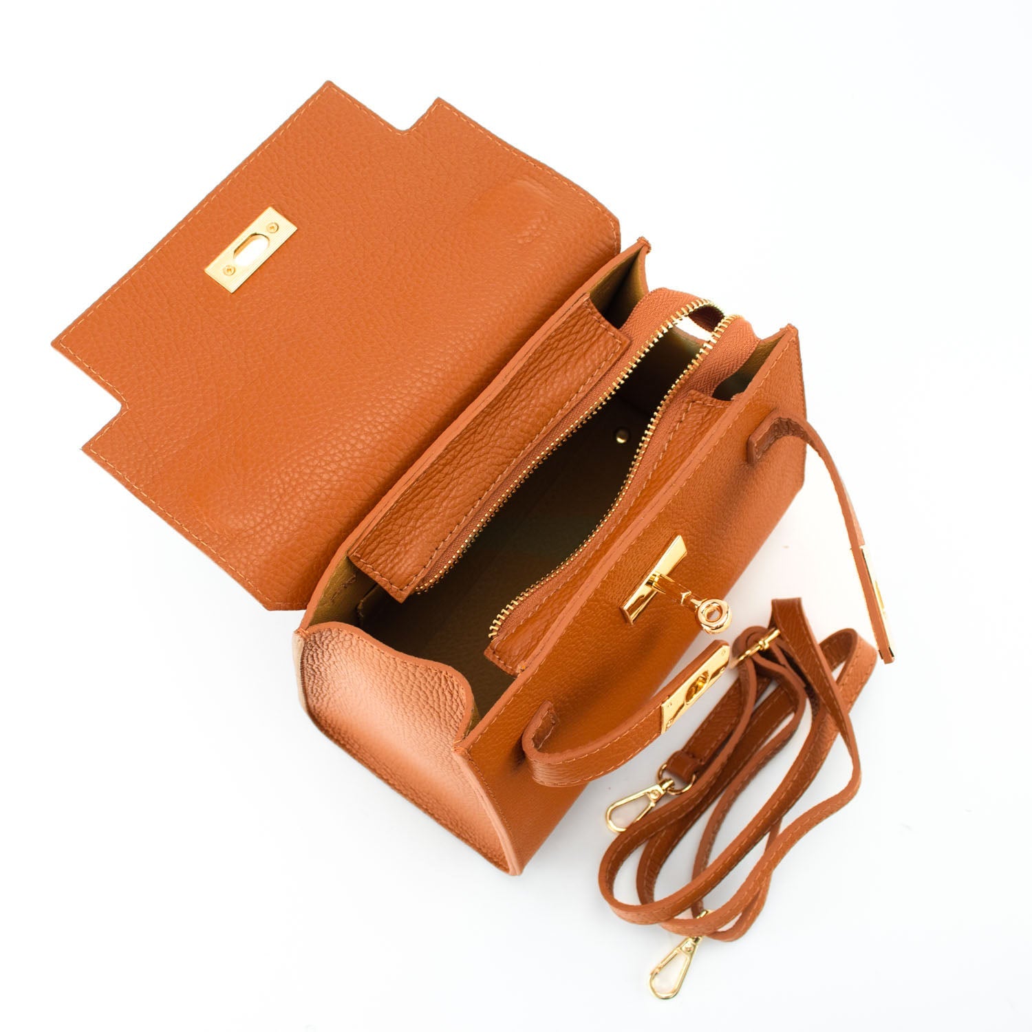 Bolso en Piel Pregato Latenza Naranja - KimondoShop