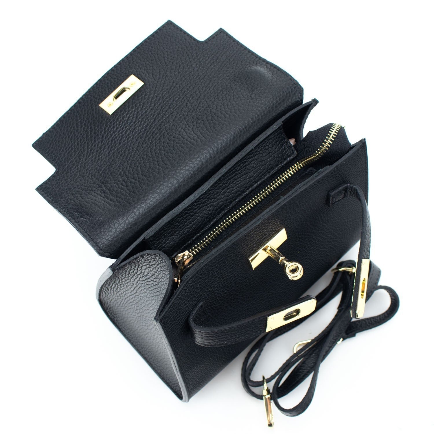 Bolso en Piel Pregato Latenza Negro - KimondoShop