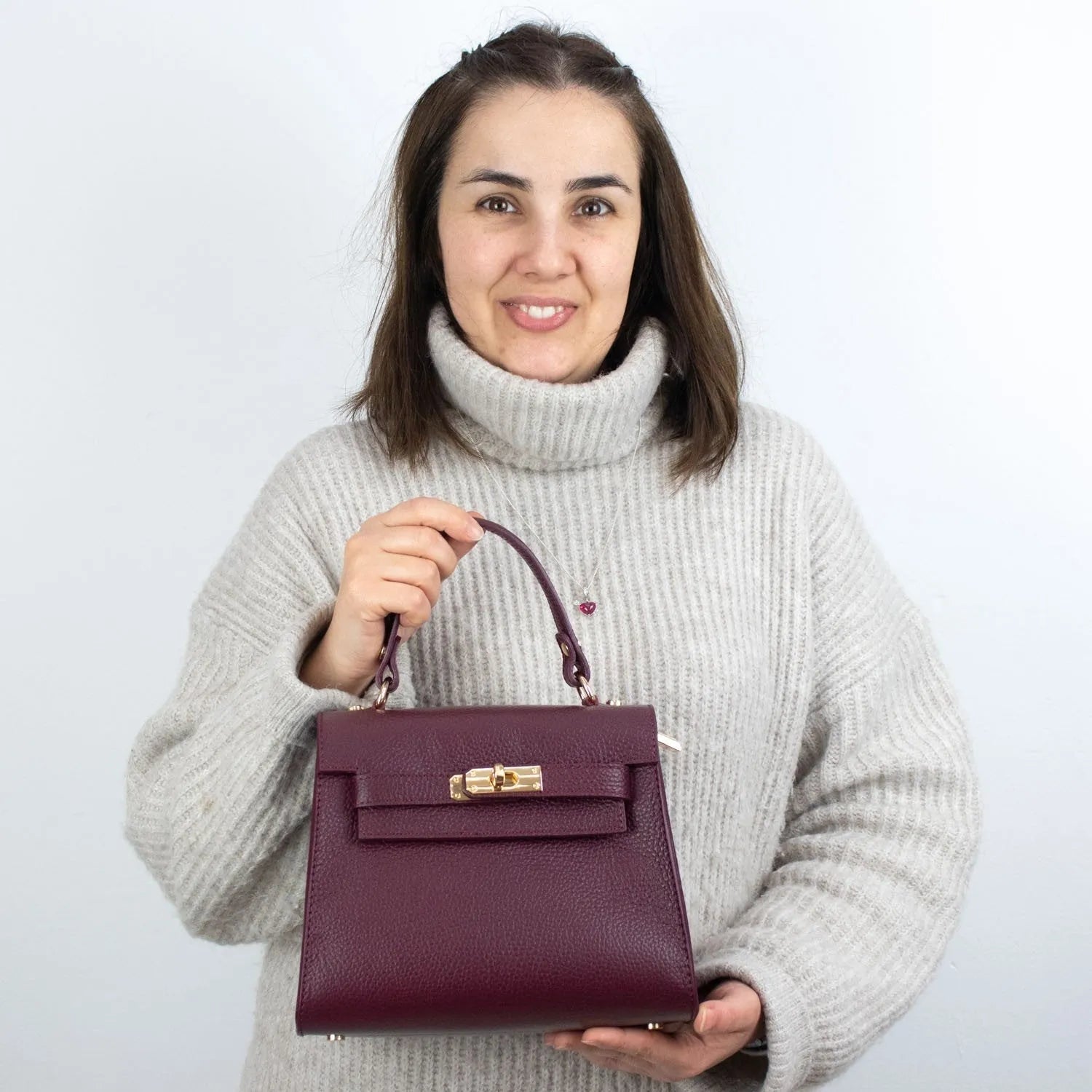 Bolso en Piel Pregato Latenza Vino - KimondoShop