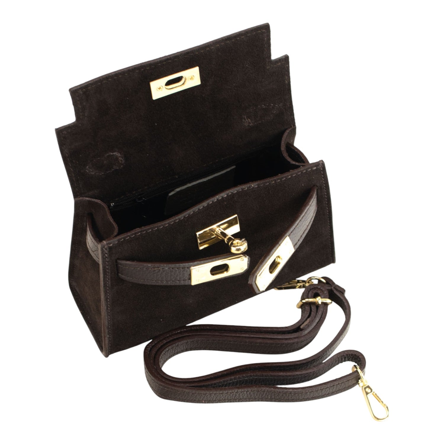 Bolso en Piel Pregato mini Latenza Ante Chocolate - KimondoShop