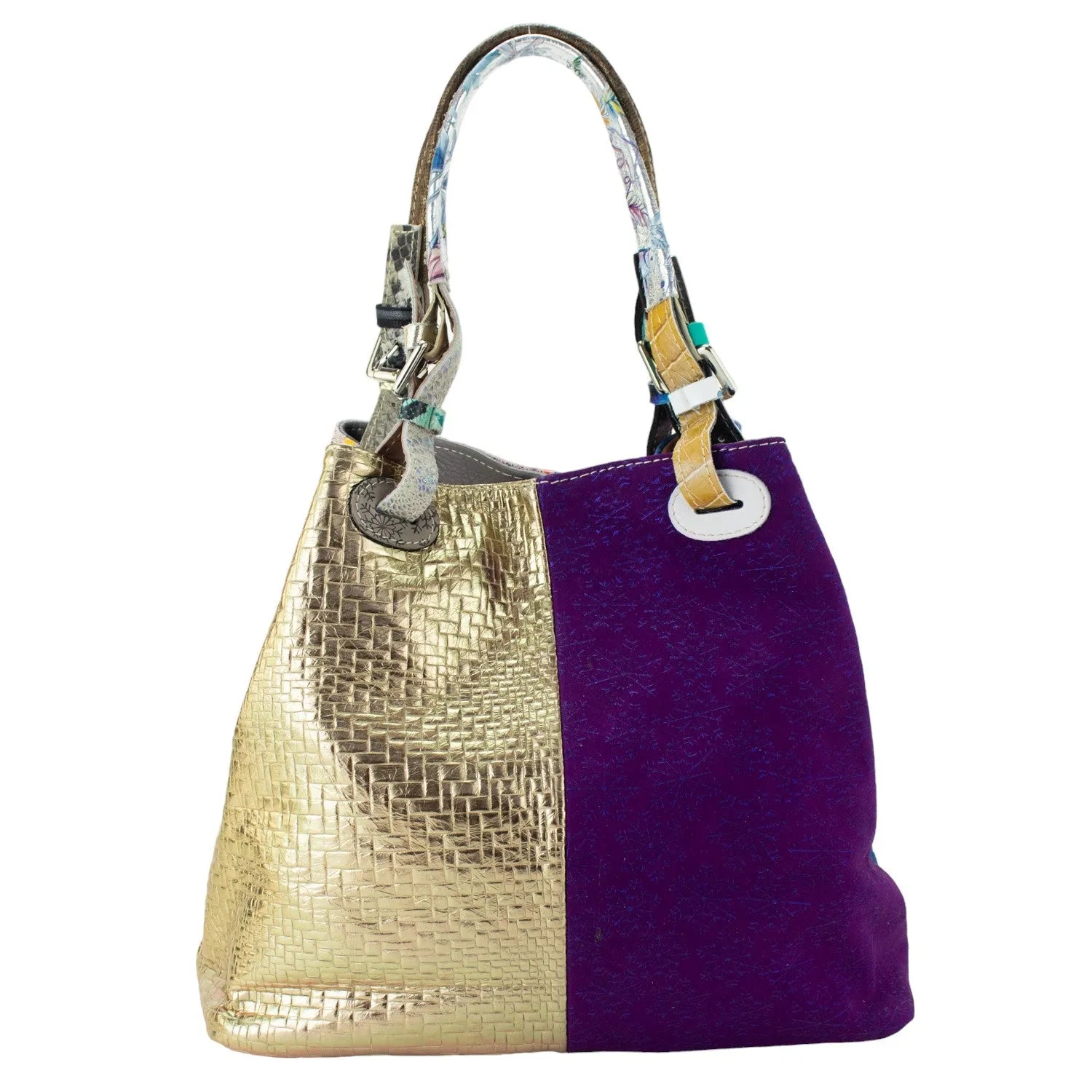 Bolso hobo en Piel Pregato Vittoria Azul Lila - KimondoShop