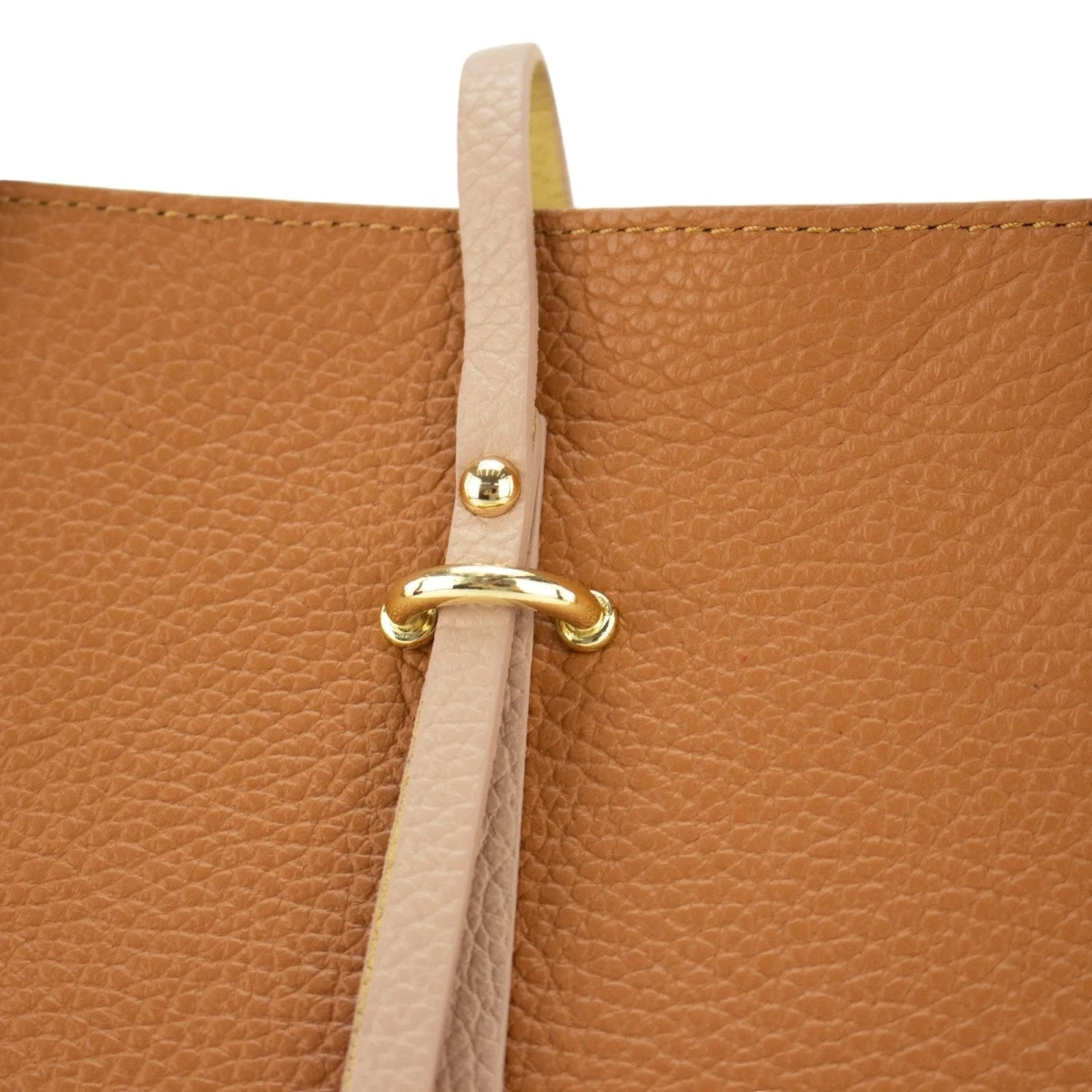 Bolso Shopper en Piel Pregato Loggia Marrón Beige - KimondoShop