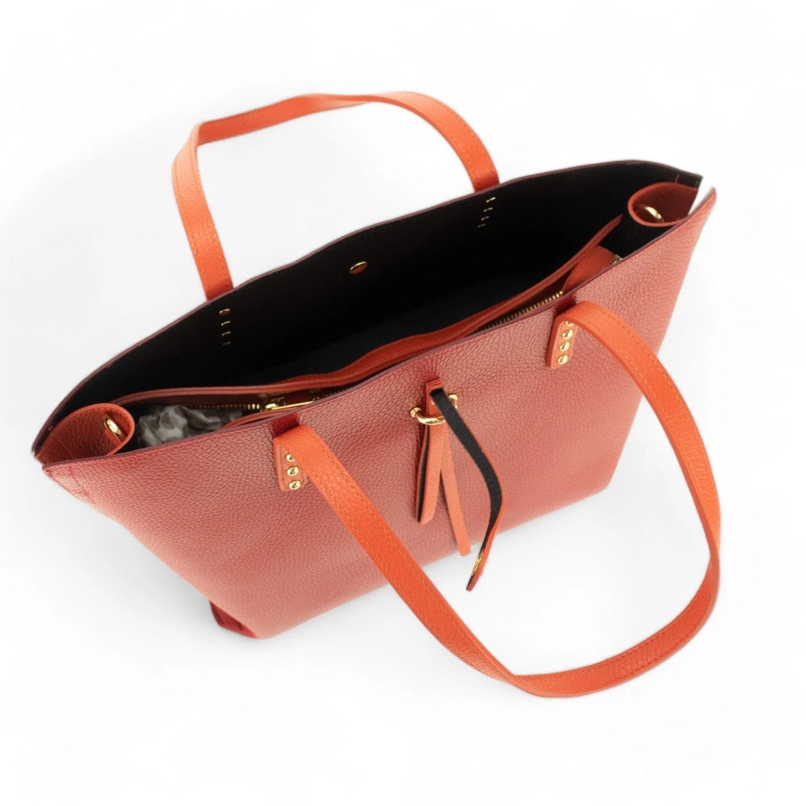 Bolso Shopper en Piel Pregato Loggia Rojo Naranja - KimondoShop