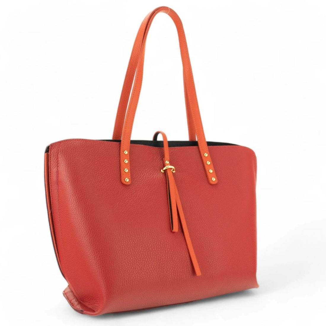 Bolso Shopper en Piel Pregato Loggia Rojo Naranja - KimondoShop