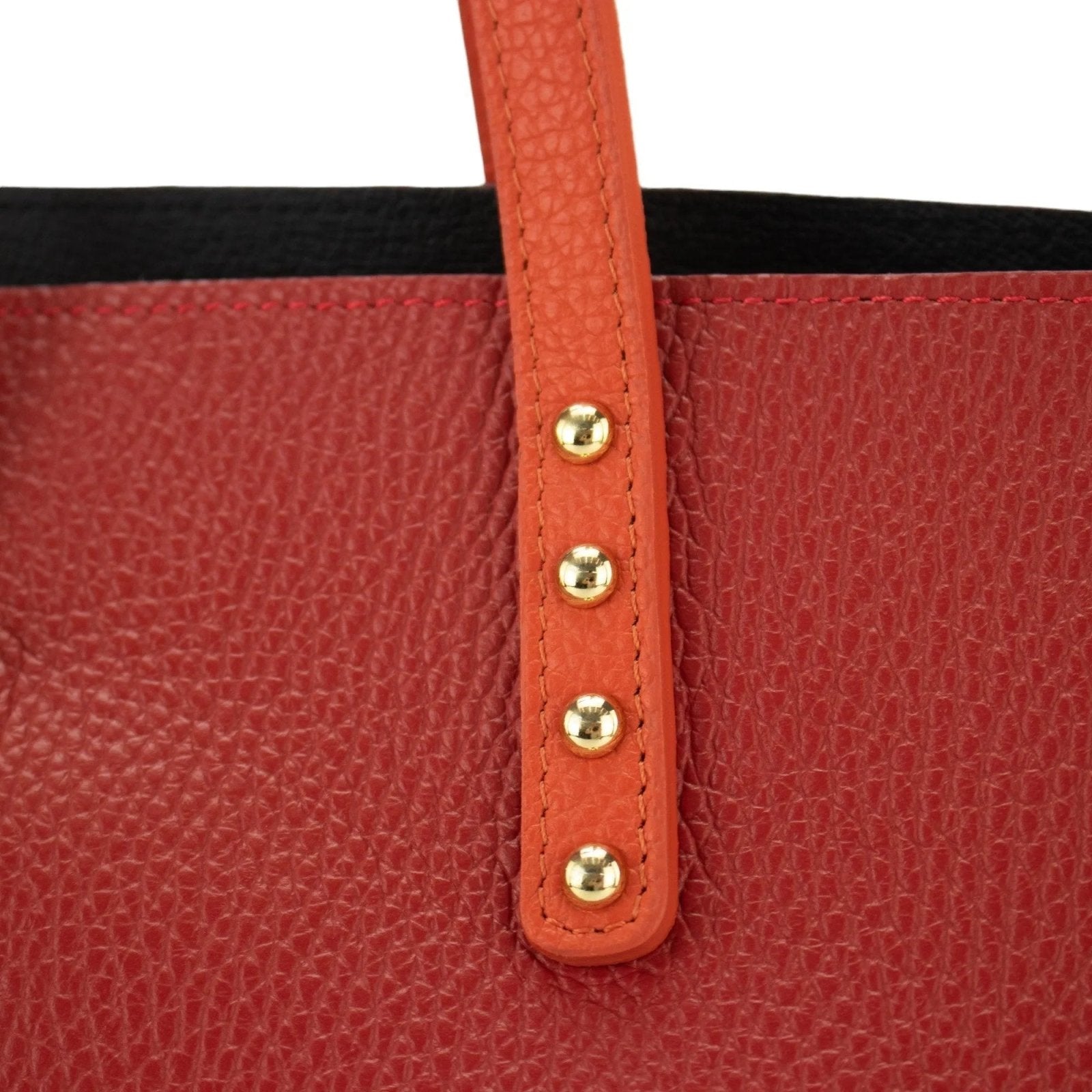 Bolso Shopper en Piel Pregato Loggia Rojo Naranja - KimondoShop