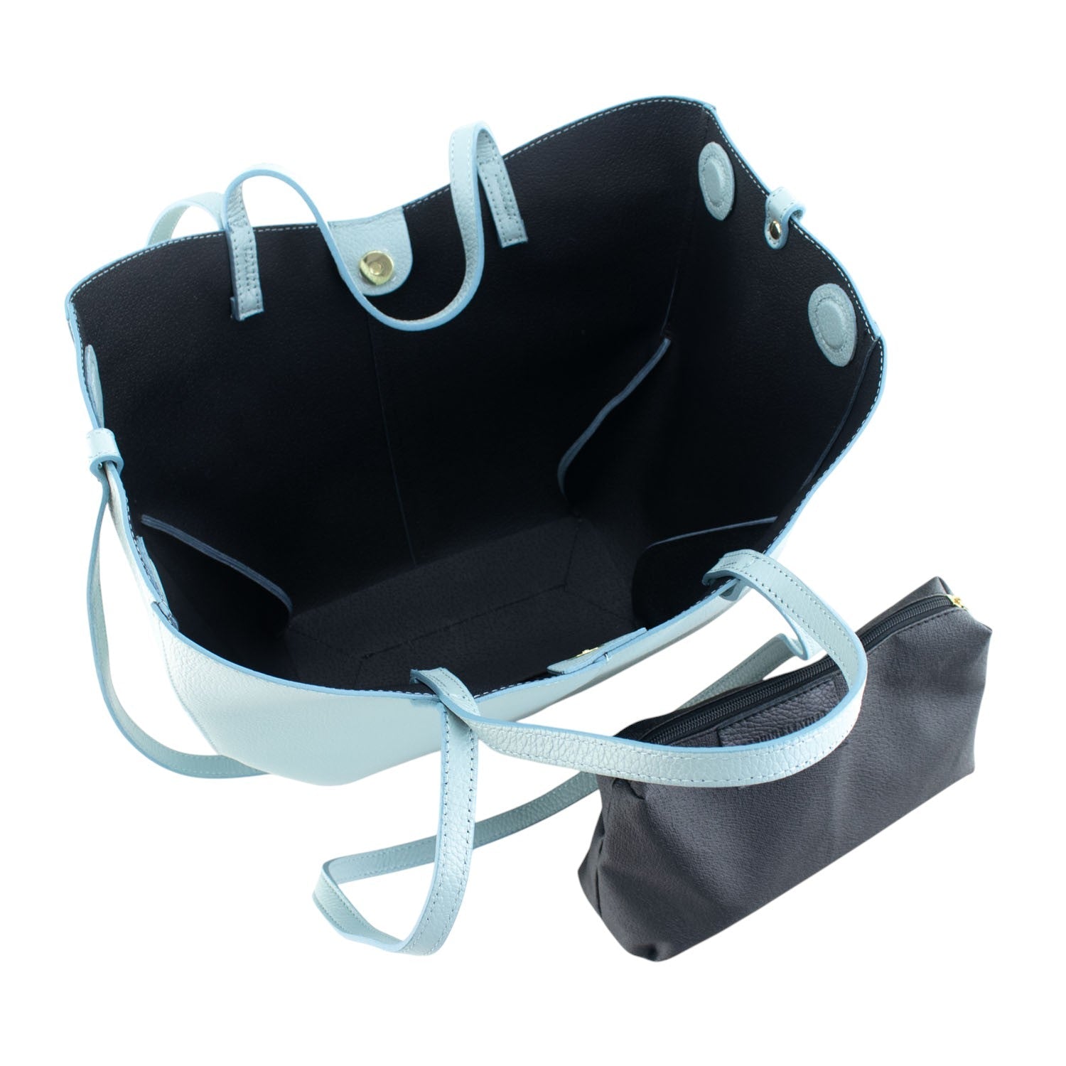 Bolso shopper Piel Pregato Venetto Azul cielo - KimondoShop