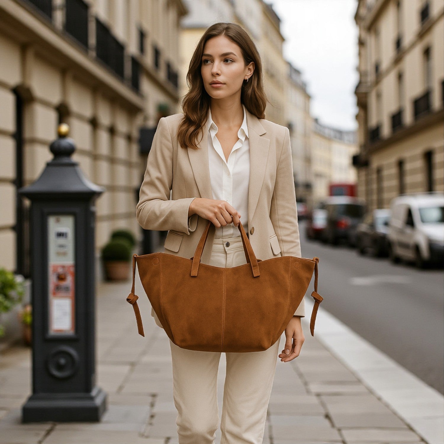 Bolso shopper Piel Pregato Venetto Camel - KimondoShop