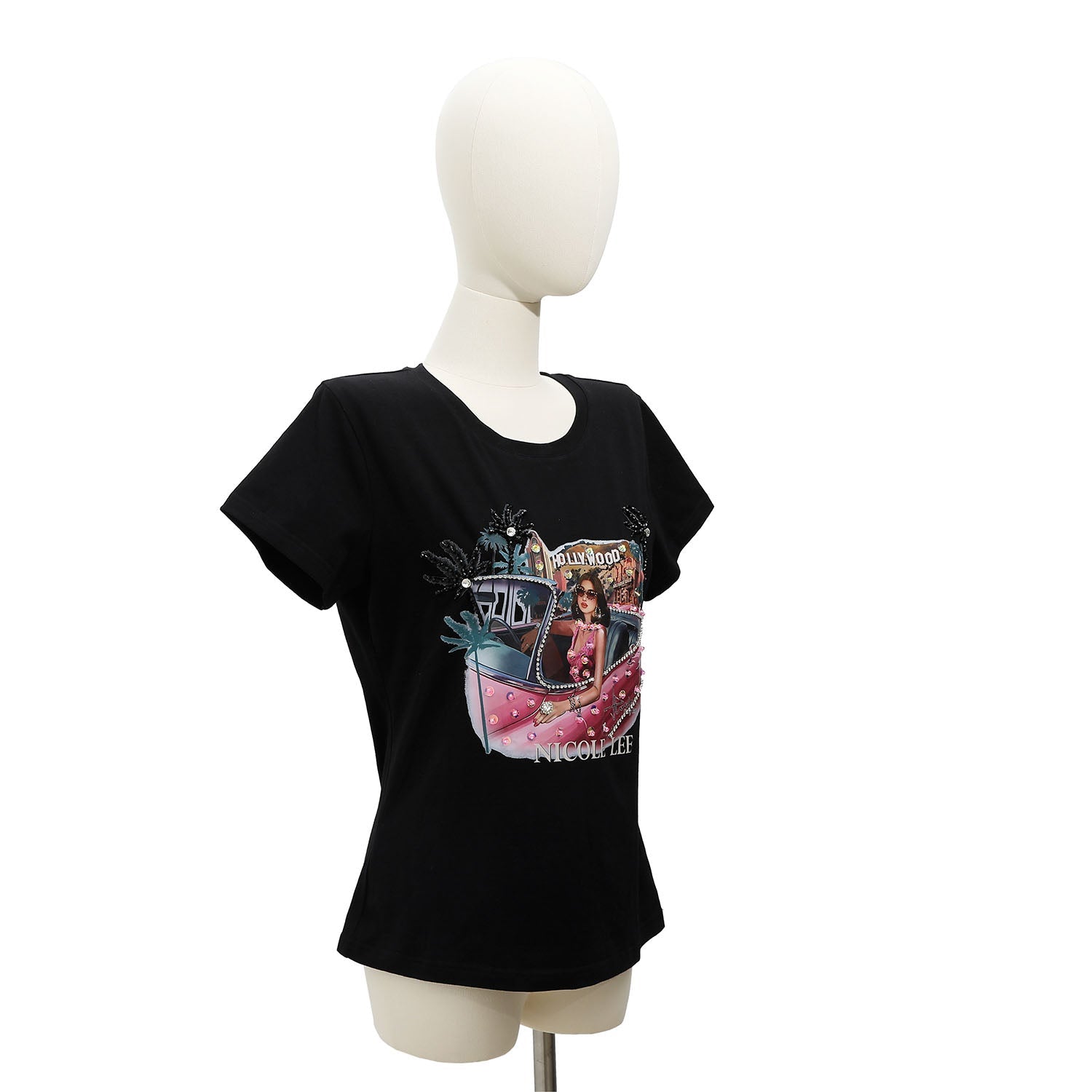 Camiseta manga corta Nicole Lee Hollywood Drive Negro - KimondoShop