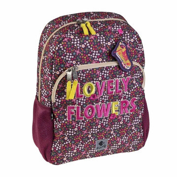 Mochila escolar con bolsillo Busquets Lovely Flowers - KimondoShop