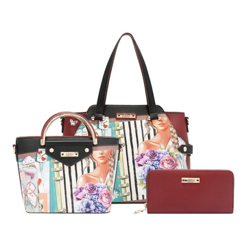Set 3 piezas bolso shopper, bolso y billetero Nikky Nostalgia - KimondoShop